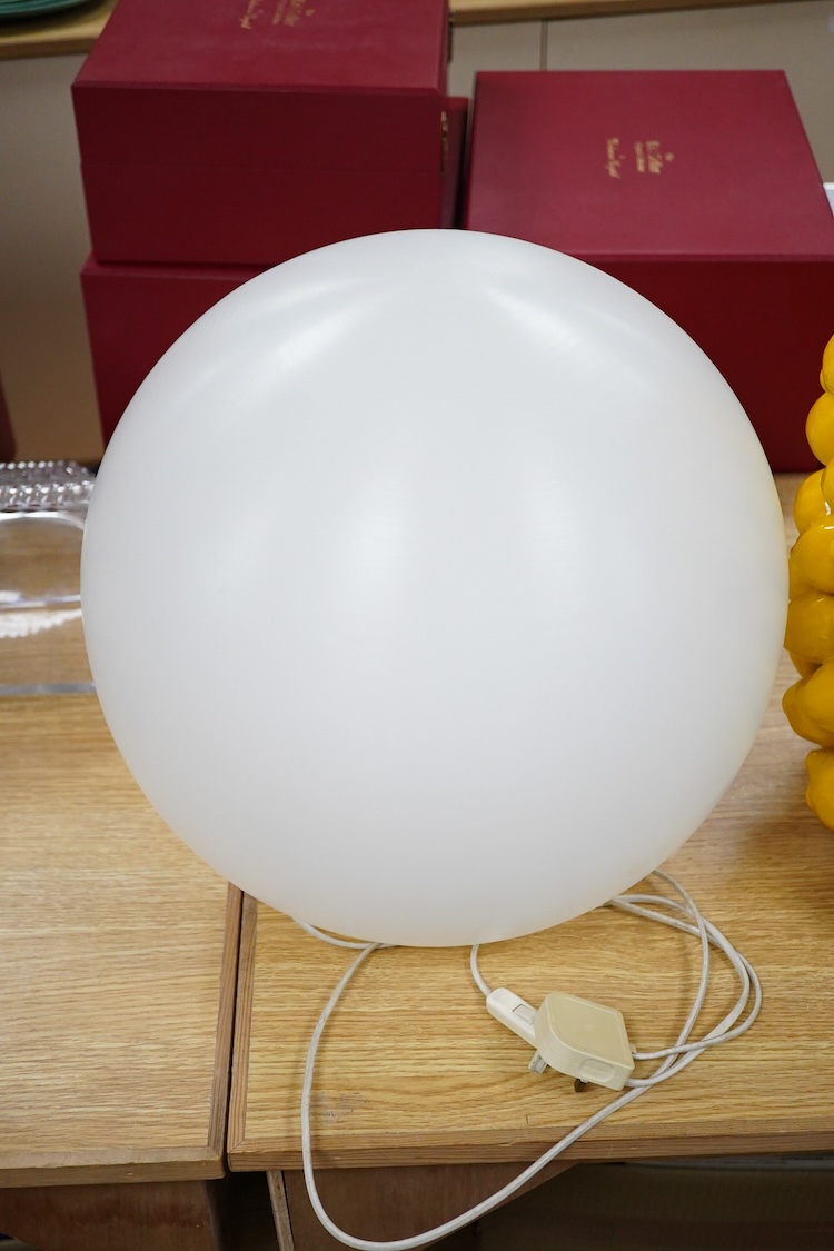 A 1970s plastic globular floor lamp by SCE, France, 37cm high